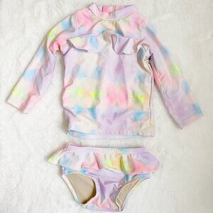 Shade Critters Tie-Dye Toddler Swimsuit With Rashguard and Skirted Bottom 6-12 M